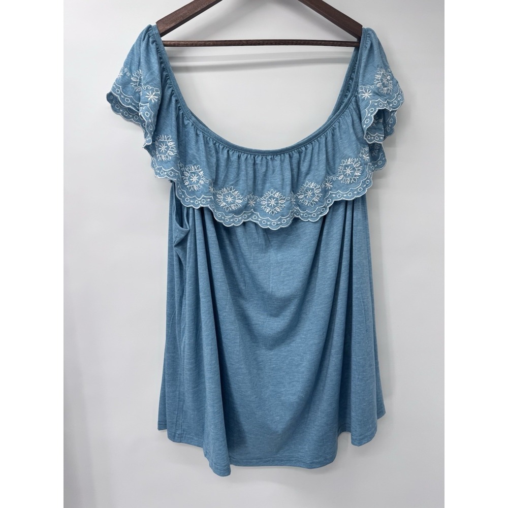 BloomChic Embroidered Off Shoulder Ruffle Blouse Boho Feminine plus cottage 26